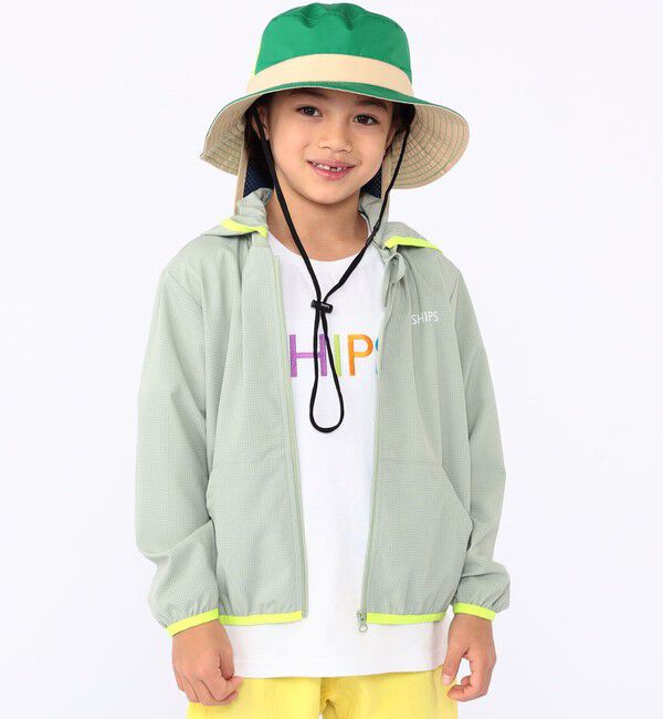 SHIPS KIDS「SHIPS KIDS:100～130cm /〈UVカット〉ジップ パーカ」|パーカー|ライトグリーン