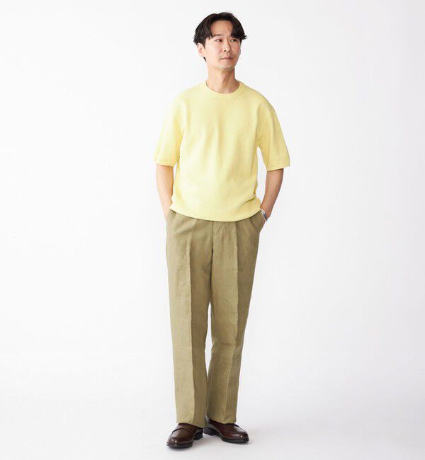 SHIPS「SHIPS:〈手洗い可能〉リネン バスケット ニット Tシャツ」|Tシャツ・カットソー|