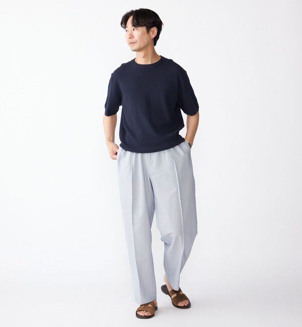 SHIPS「SHIPS:〈手洗い可能〉リネン バスケット ニット Tシャツ」|Tシャツ・カットソー|