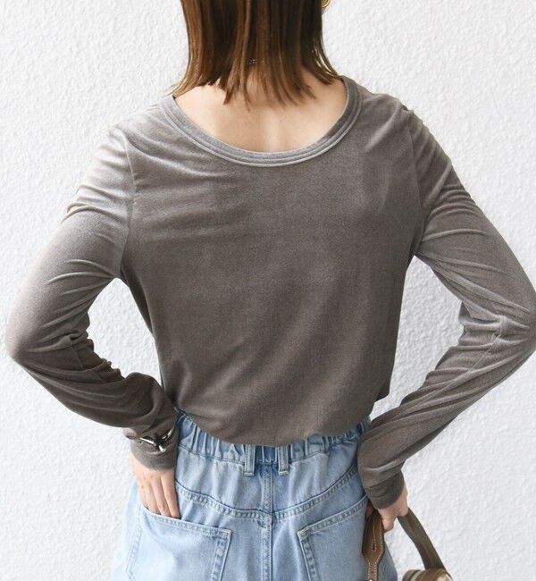 SHIPS for women「〈手洗い可能〉シアー トリコット  ポリエステル ベロア 前後2WAY ロングスリーブ」|Tシャツ・カットソー|