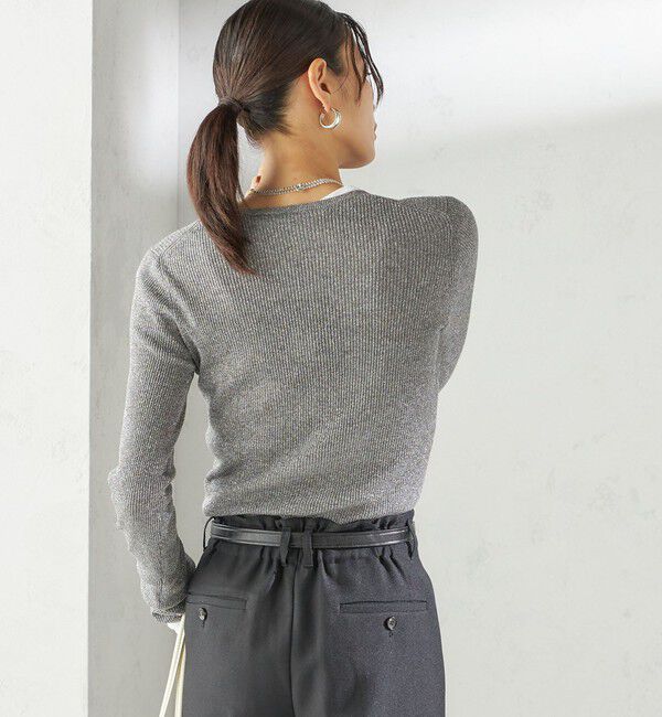 SHIPS for women「〈手洗い可能〉ラメ シアー リブ ニット プルオーバー」|ニット・セーター|