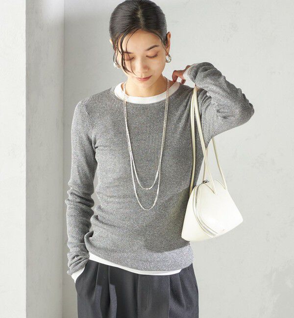 SHIPS for women「〈手洗い可能〉ラメ シアー リブ ニット プルオーバー」|ニット・セーター|
