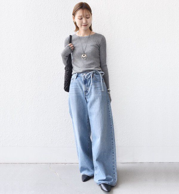 SHIPS for women「〈手洗い可能〉ラメ シアー リブ ニット プルオーバー」|ニット・セーター|