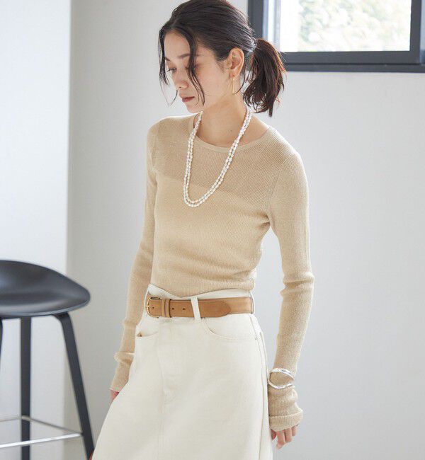 SHIPS for women「〈手洗い可能〉ラメ シアー リブ ニット プルオーバー」|ニット・セーター|