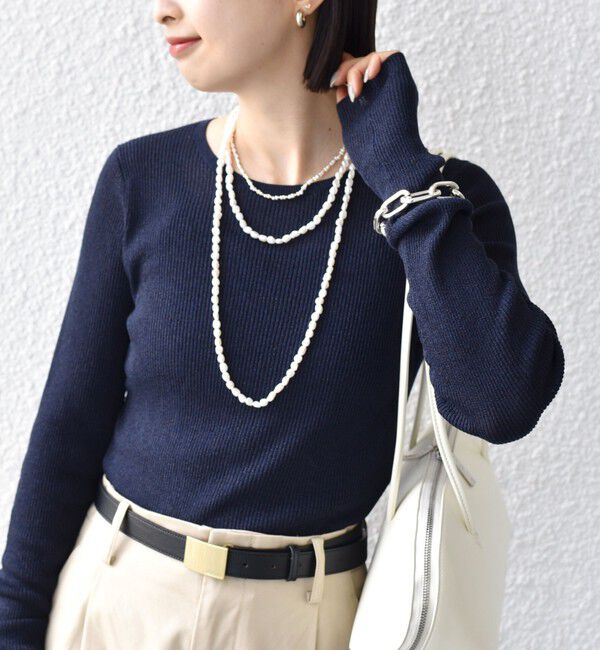 SHIPS for women「〈手洗い可能〉ラメ シアー リブ ニット プルオーバー」|ニット・セーター|