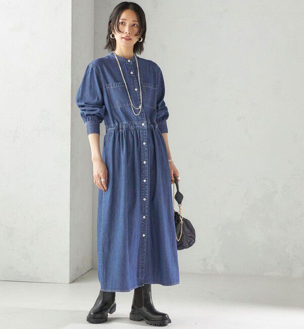 SHIPS for women「〈洗濯機可能〉ライトオンス デニム ウエスト 切替 ワンピース」|ワンピース|