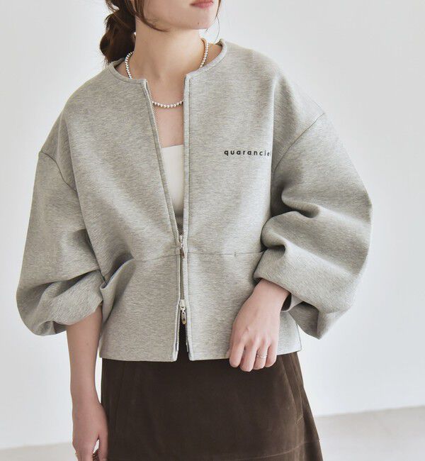 quaranciel「quaranciel:〈洗濯機可能〉ポンチ ロゴプリント スウェット ジップ ブルゾン カーディガン」|スウェット・ジャージ|