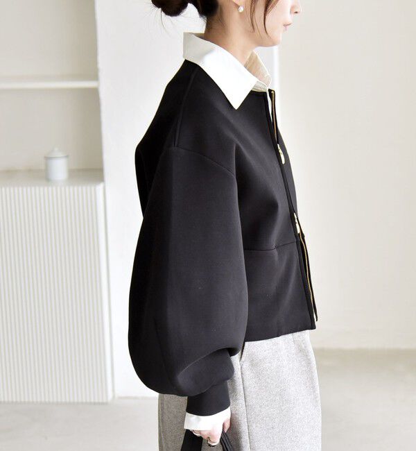 quaranciel「quaranciel:〈洗濯機可能〉ポンチ ロゴプリント スウェット ジップ ブルゾン カーディガン」|スウェット・ジャージ|