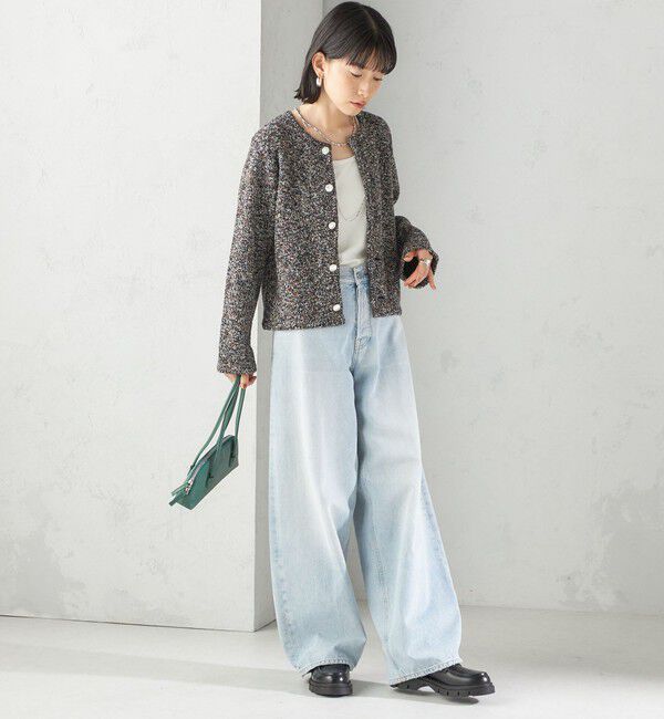 SHIPS for women「〈手洗い可能〉ミックス ヤーン ニット ジャケット」|カーディガン|