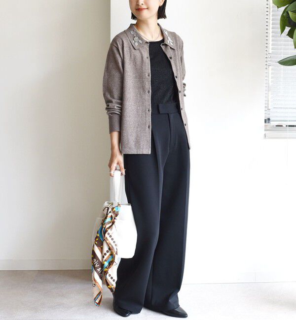 SHIPS for women「【WEB限定】〈手洗い可能〉ビーズ 刺しゅう 襟付 ニット カーディガン」|カーディガン|