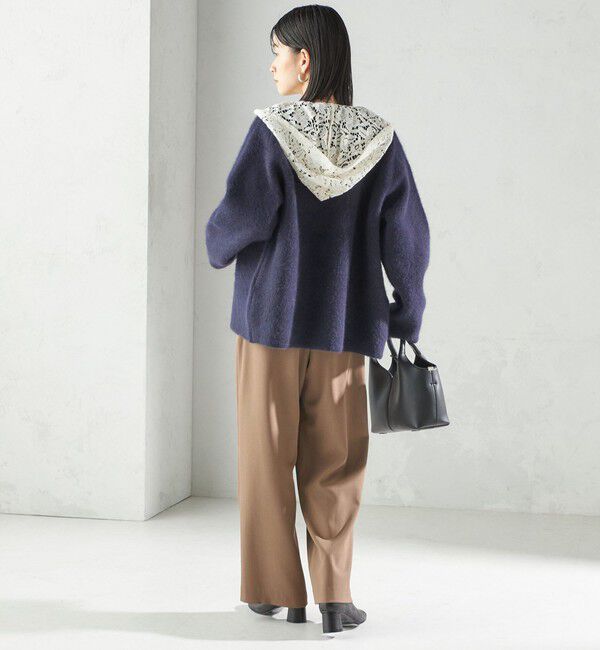 SHIPS for women「フォックス ブレンド ノーカラー ニット コート」|ノーカラーコート|