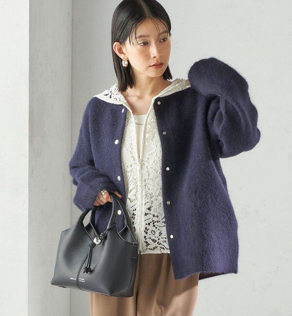 SHIPS for women「フォックス ブレンド ノーカラー ニット コート」|ノーカラーコート|