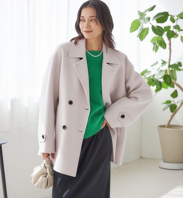 SHIPS for women「SUPER140 ダブル フェイス ショート コート」|ピーコート|