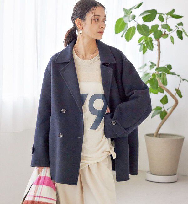 SHIPS for women「SUPER140 ダブル フェイス ショート コート」|ピーコート|