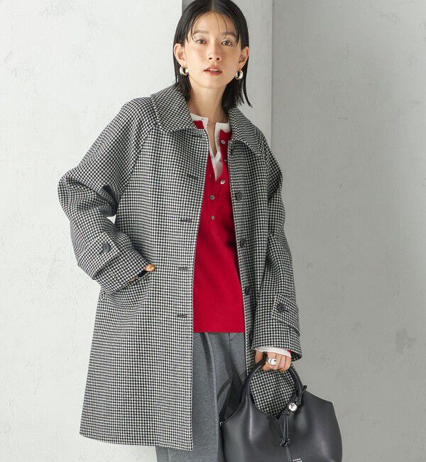 SHIPS for women「千鳥 / ソリッド ウール メルトン ステンカラー コート」|ステンカラーコート|