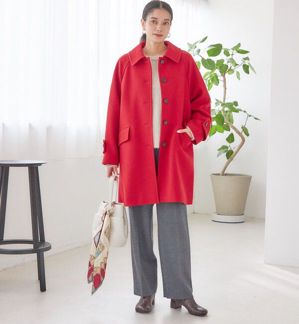 SHIPS for women「千鳥 / ソリッド ウール メルトン ステンカラー コート」|ステンカラーコート|