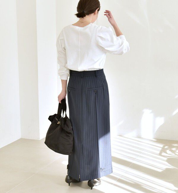 quaranciel「quaranciel:〈洗濯機可能〉パワーショルダー クルーネック プルオーバー」|Tシャツ・カットソー|