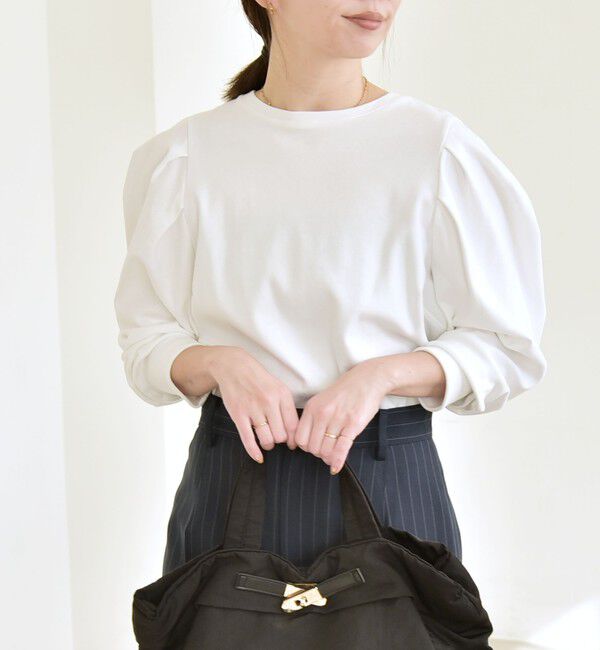 quaranciel「quaranciel:〈洗濯機可能〉パワーショルダー クルーネック プルオーバー」|Tシャツ・カットソー|