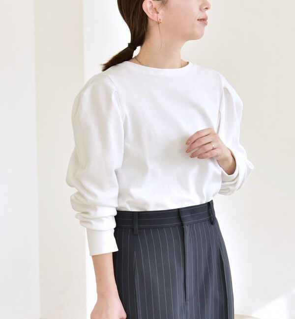 quaranciel「quaranciel:〈洗濯機可能〉パワーショルダー クルーネック プルオーバー」|Tシャツ・カットソー|