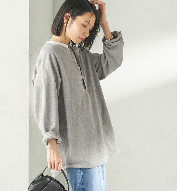 SHIPS for women「【SHIPS別注】onit: ヘンリー ネック プルオーバー」|Tシャツ・カットソー|グレー