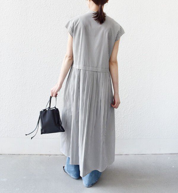 SHIPS for women「【WEB限定】〈手洗い可能〉ストライプ サイド タック ワンピース」|ワンピース|