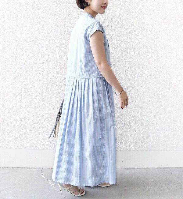SHIPS for women「【WEB限定】〈手洗い可能〉ストライプ サイド タック ワンピース」|ワンピース|