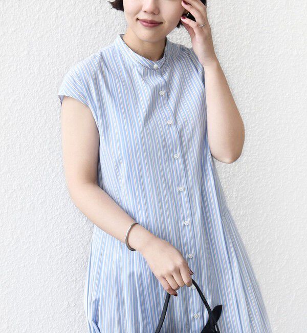 SHIPS for women「【WEB限定】〈手洗い可能〉ストライプ サイド タック ワンピース」|ワンピース|