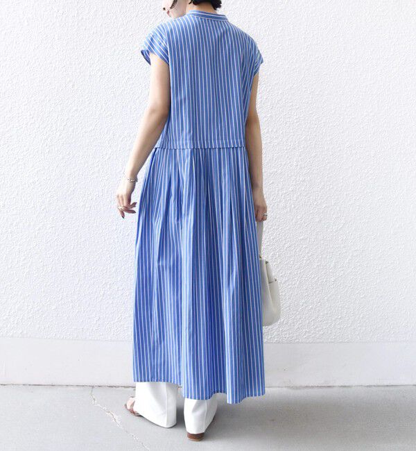 SHIPS for women「【WEB限定】〈手洗い可能〉ストライプ サイド タック ワンピース」|ワンピース|