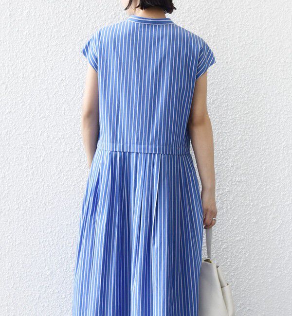 SHIPS for women「【WEB限定】〈手洗い可能〉ストライプ サイド タック ワンピース」|ワンピース|