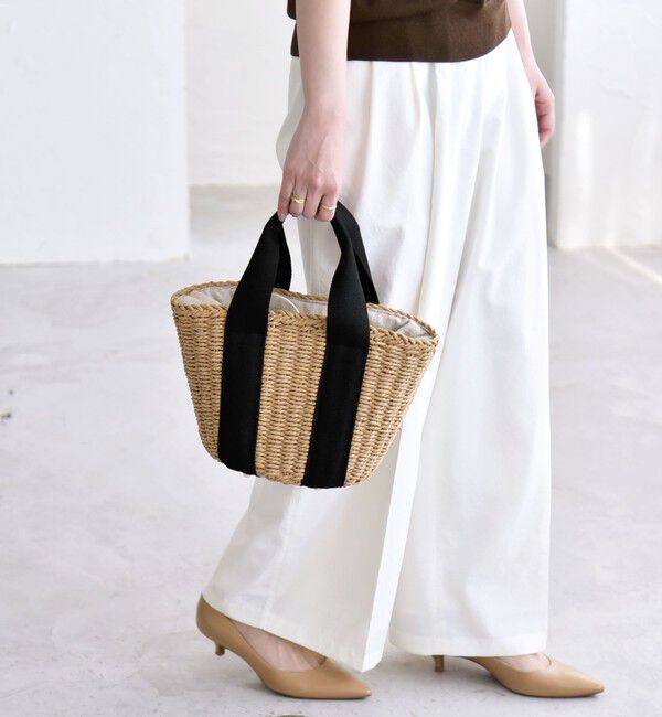 quaranciel「quaranciel: バイカラー テープハンドル ペーパー トート バッグ」|トートバッグ|