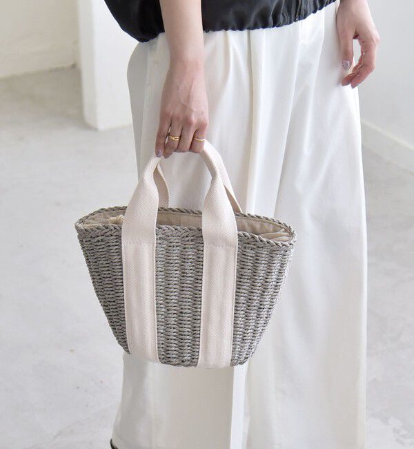 quaranciel「quaranciel: バイカラー テープハンドル ペーパー トート バッグ」|トートバッグ|グレー