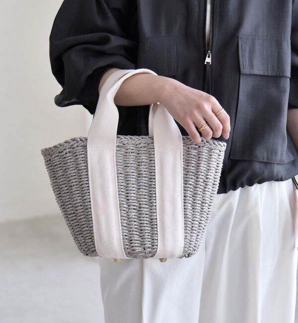 quaranciel「quaranciel: バイカラー テープハンドル ペーパー トート バッグ」|トートバッグ|