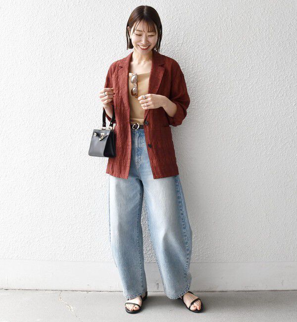 SHIPS any「SHIPS any:〈手洗い可能〉シアー チェック ルーズ テーラード シングル ジャケット」|テーラードジャケット|