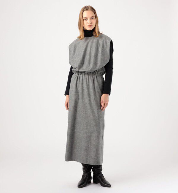 DES PRES「ウールサキソニーストレッチ ウエストギャザーワンピース」|ワンピース|