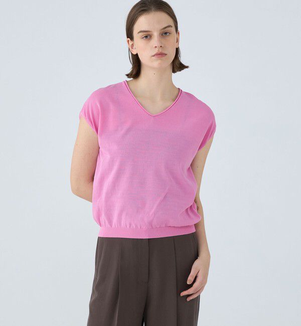 Ballsey「サスティナブルコットンナイロン Vネックノースリーブプルオーバー」|ニット・セーター|