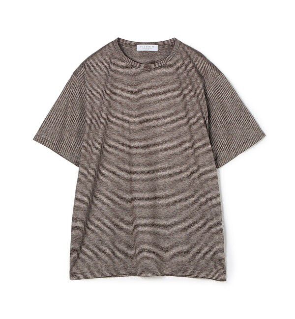 TOMORROWLAND MENS「シルクコットン ボーダー ハーフスリーブ カットソー BOTTO GIUSEPPE」|Tシャツ・カットソー|48 ダークブラウン系