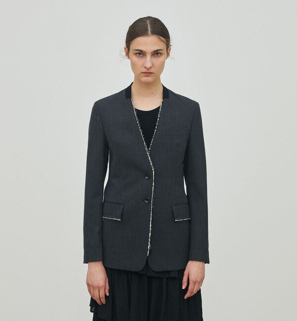 DES PRES「ハードウールオックスフォード ノーカラージャケット」|ノーカラージャケット|