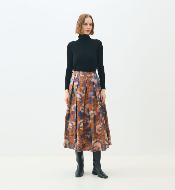 TOMORROWLAND collection「ヴァーミリオンプリント タックスイングスカート」|フレア|