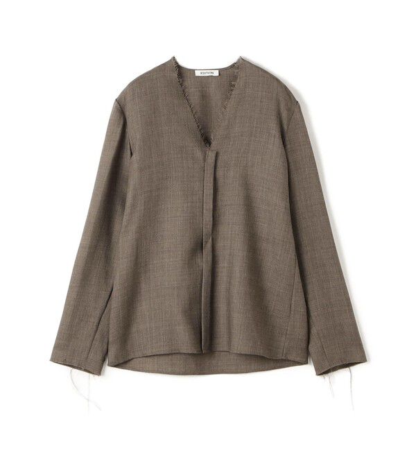Edition「ウールビエラ Vネックシャツ」|シャツ・ブラウス|47 ブラウン