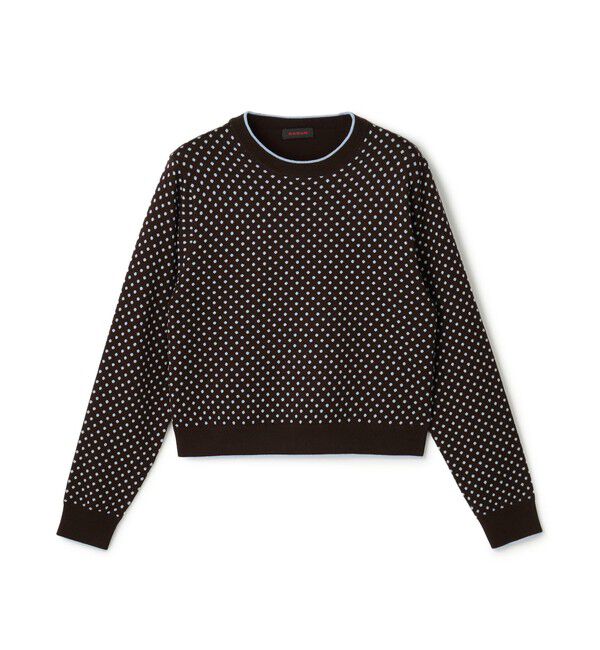 CABaN「コットンカシミヤ ドットジャカードクルーネックプルオーバー」|ニット・セーター|48 ダークブラウン系