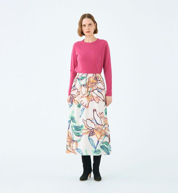 Ballsey「ドゥードルフラワープリント ロングギャザースカート」|フレア|