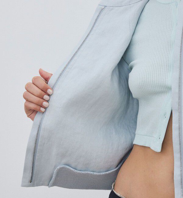 DES PRES「リネンファブリックコンビ ショートニットジャケット」|ノーカラージャケット|