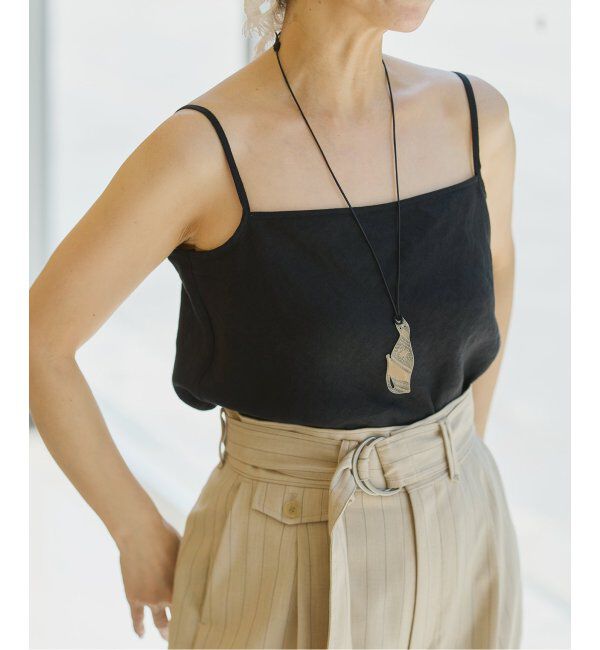 IENA LA BOUCLE「IENA LA BOUCLE リネンブロードバイヤスキャミソール」|キャミソール|ブラック