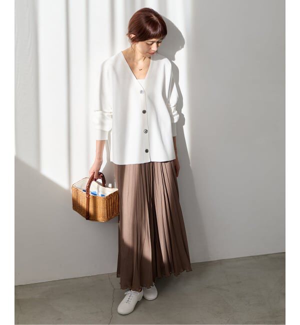 IENA「《新色/追加》ファインコットンスムースVネックカーディガン」|カーディガン|