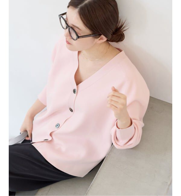 IENA「《新色/追加》ファインコットンスムースVネックカーディガン」|カーディガン|