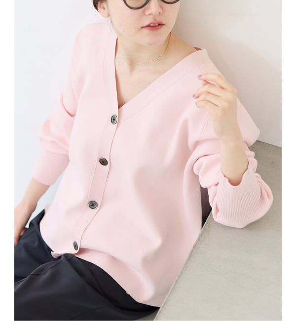 IENA「《新色/追加》ファインコットンスムースVネックカーディガン」|カーディガン|