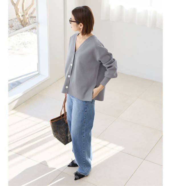 IENA「《新色/追加》ファインコットンスムースVネックカーディガン」|カーディガン|