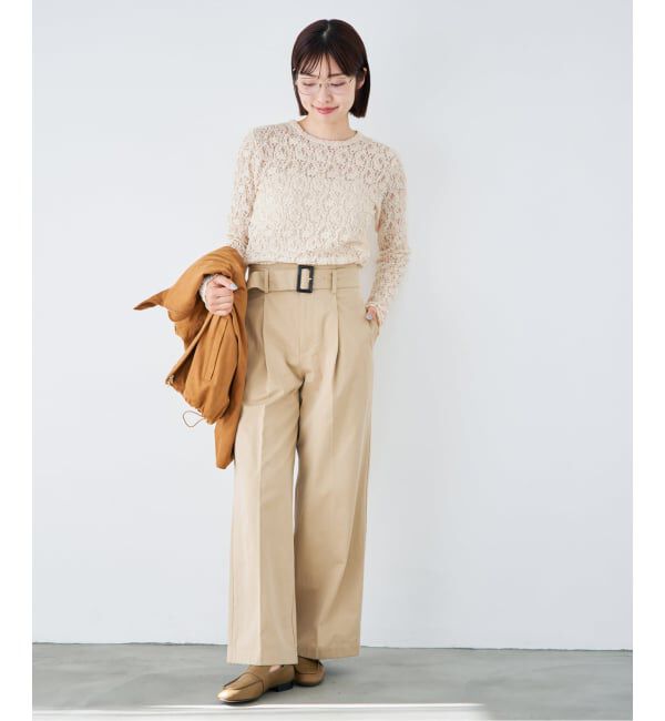 IENA「《一部カラーWEB限定/追加4》Flowerストレッチレースプルオーバー」|Tシャツ・カットソー|