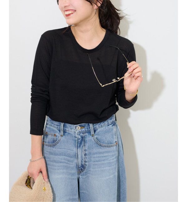 JOURNAL STANDARD relume「《追加3 / 新色》シアークルーネックロングTシャツ」|Tシャツ・カットソー|ブラック