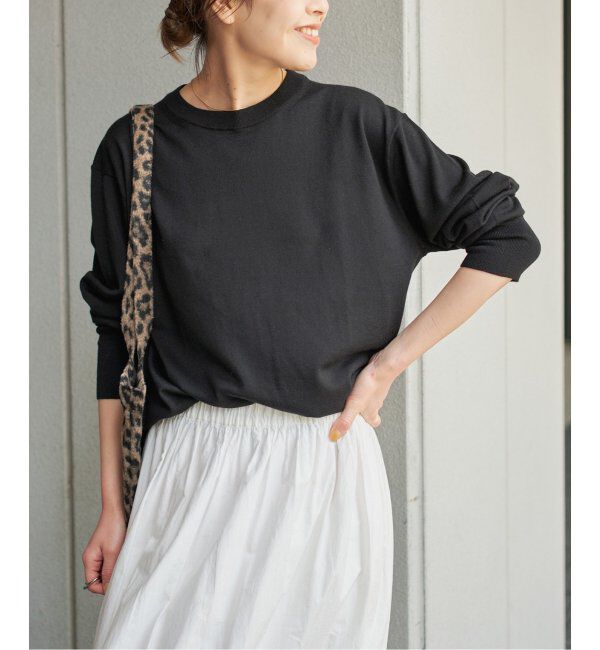 Spick and Span「《手洗い可 / 追加》18G クルーネックプルオーバー」|ニット・セーター|ブラック